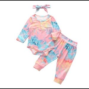 New 😍 Tie-Dye Pastel 3-Piece Outfit Set Kardashian Jenner Yeezy Summer Beach